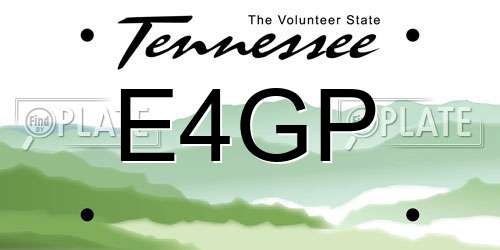 E4GP Tennessee License Plate
