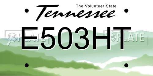E503HT Tennessee License Plate