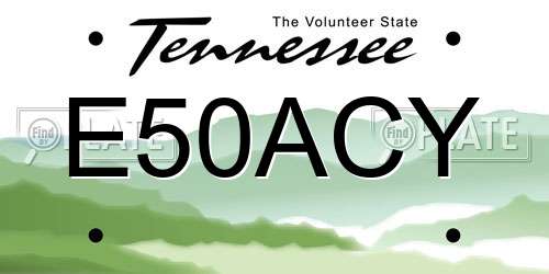 E50ACY Tennessee License Plate