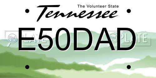 E50DAD Tennessee License Plate