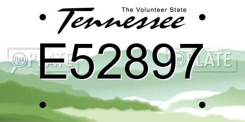 E52897 Tennessee License Plate