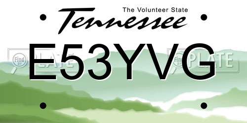 E53YVG Tennessee License Plate
