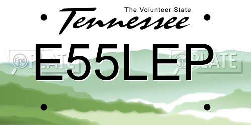 E55LEP Tennessee License Plate