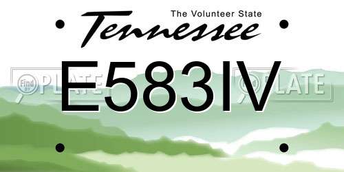 E583IV Tennessee License Plate
