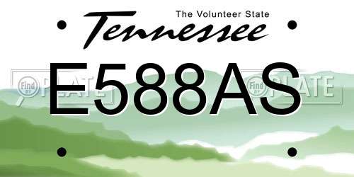 E588AS Tennessee License Plate