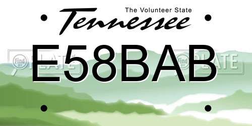 E58BAB Tennessee License Plate