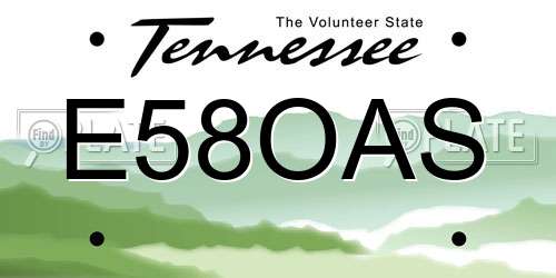 E58OAS Tennessee License Plate