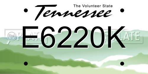 E6220K Tennessee License Plate