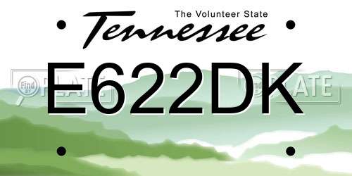 E622DK Tennessee License Plate