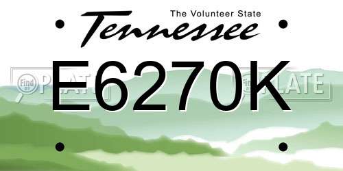 E6270K Tennessee License Plate