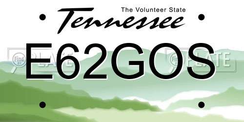 E62GOS Tennessee License Plate