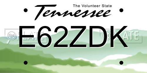 E62ZDK Tennessee License Plate