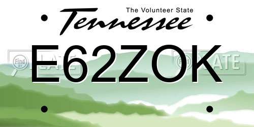 E62ZOK Tennessee License Plate