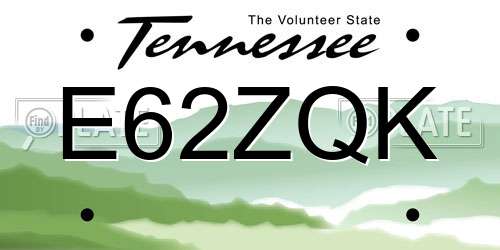 E62ZQK Tennessee License Plate