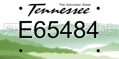E65484 Tennessee License Plate