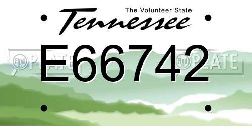E66742 license plate in TN state