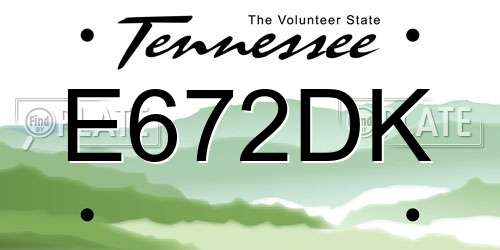 E672DK Tennessee License Plate