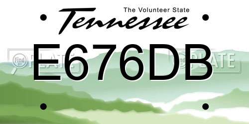 E676DB Tennessee License Plate