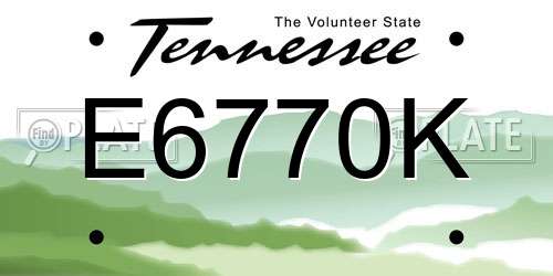 E6770K Tennessee License Plate