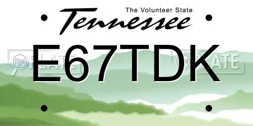 E67TDK Tennessee License Plate