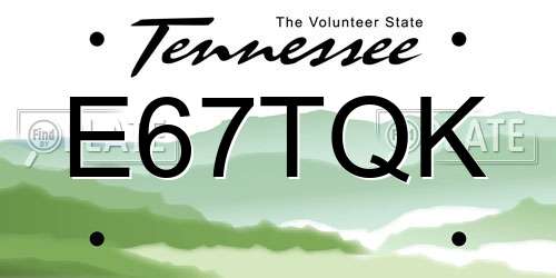E67TQK Tennessee License Plate