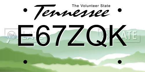 E67ZQK Tennessee License Plate