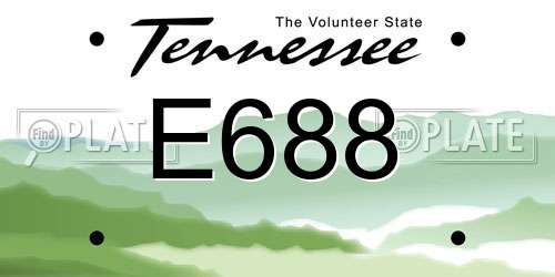 E688 Tennessee License Plate