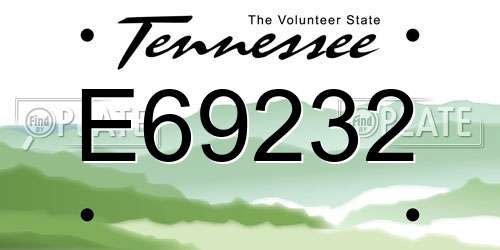 E69232 Tennessee License Plate