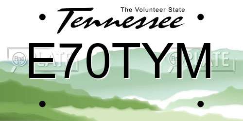 E70TYM Tennessee License Plate