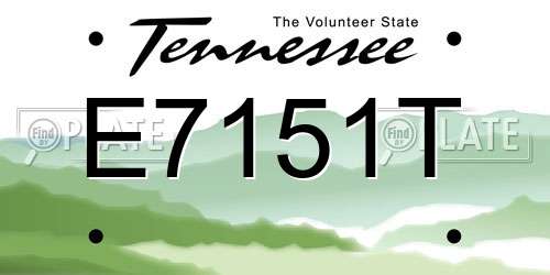 E7151T Tennessee License Plate