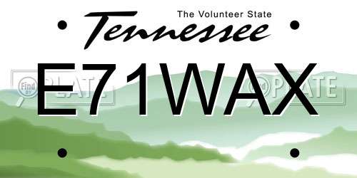 E71WAX Tennessee License Plate