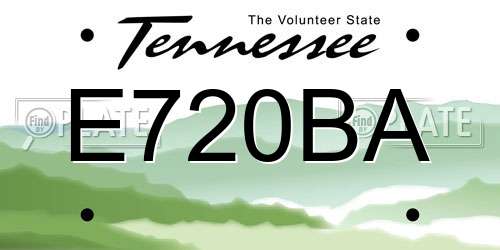 E720BA Tennessee License Plate