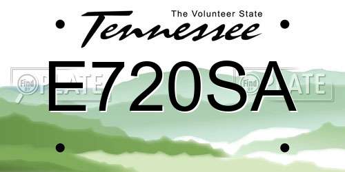 E720SA Tennessee License Plate