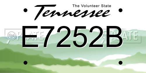 E7252B Tennessee License Plate