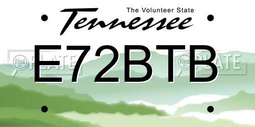 E72BTB Tennessee License Plate