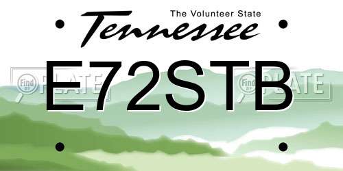 E72STB Tennessee License Plate