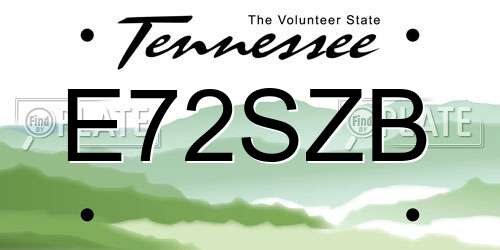 E72SZB Tennessee License Plate