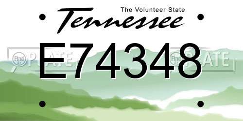 E74348 Tennessee License Plate