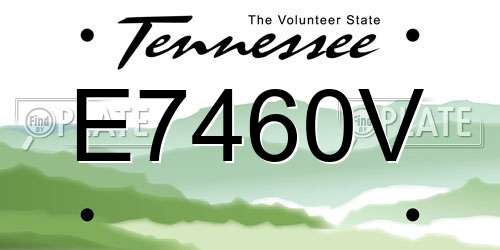 E7460V Tennessee License Plate