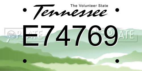E74769 Tennessee License Plate