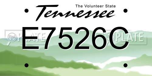 E7526C Tennessee License Plate