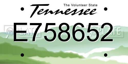 E758652 Tennessee License Plate
