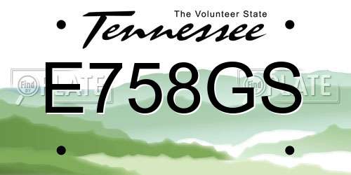 E758GS Tennessee License Plate