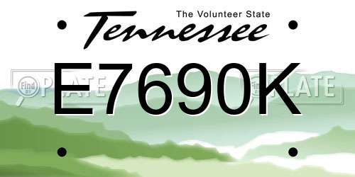 E7690K Tennessee License Plate