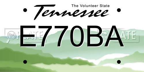 E770BA Tennessee License Plate