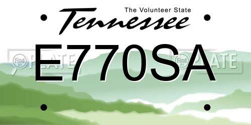E770SA Tennessee License Plate