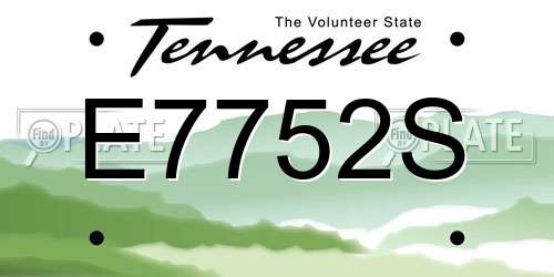 E7752S Tennessee License Plate