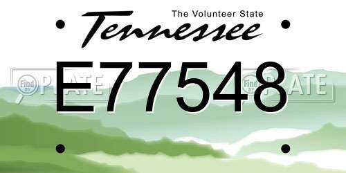E77548 Tennessee License Plate