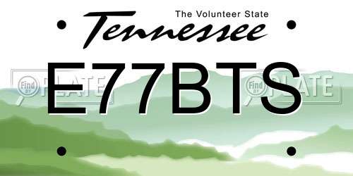 E77BTS Tennessee License Plate