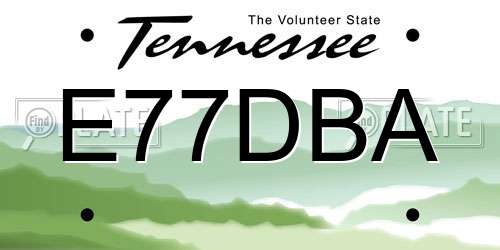 E77DBA Tennessee License Plate